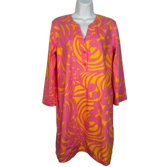 Vintage Marimekko Mika Piirainen Tunic Dress Pink Orange Swirl Print 36 US 6 - Picture 2 of 14
